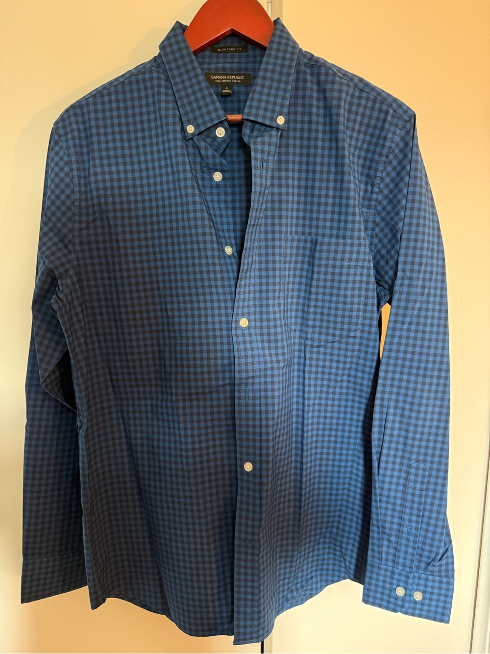 Banana Republic Blue Gingham Button-Down Dress Shirt